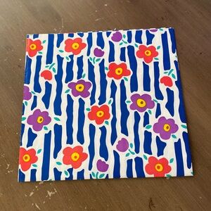 Vintage Gift Wrap Whimsical Floral and Striped Paper in Bold Colors